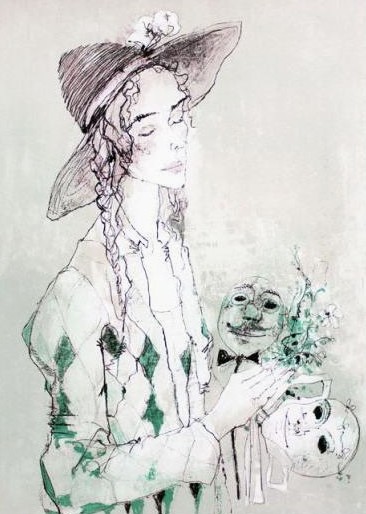 ジャン・ジャンセンの絵画作品　タイトルは、仮面の女